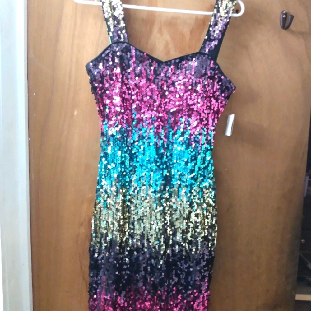 GUESS RAINBOW SEQUINED DRESS